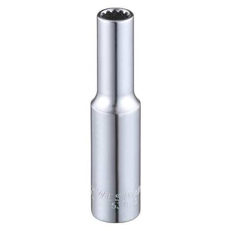 WESTWARD 1/4 in Drive, 7/32" Triple Square SAE Socket, 12 Points,  Steel, Chrome, 7/32 in
