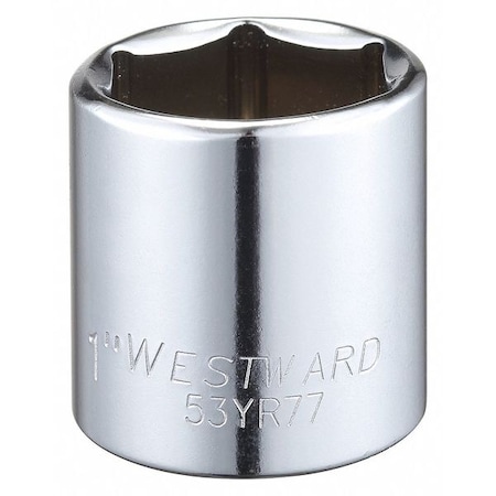 WESTWARD 3/8 in Drive, 1" Hex SAE, Socket, 6 Points,  Steel, Chrome, 1 in