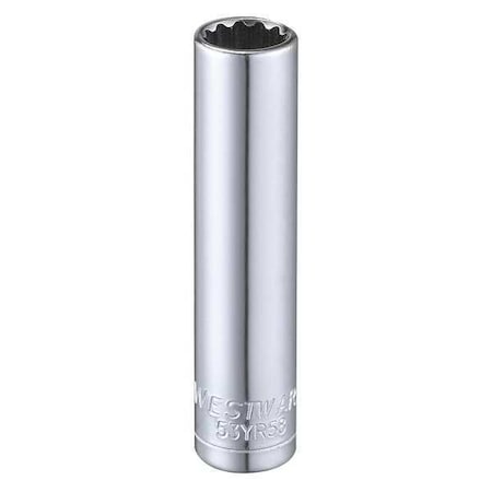 WESTWARD 1/4 in Drive, 8mm Triple Square Metric, Socket, 12 Points,  Steel, Chrome, 8 mm