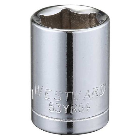 WESTWARD 3/8 in Drive, 12mm Hex Metric Socket, 6 Points,  Steel, Chrome, 12 mm
