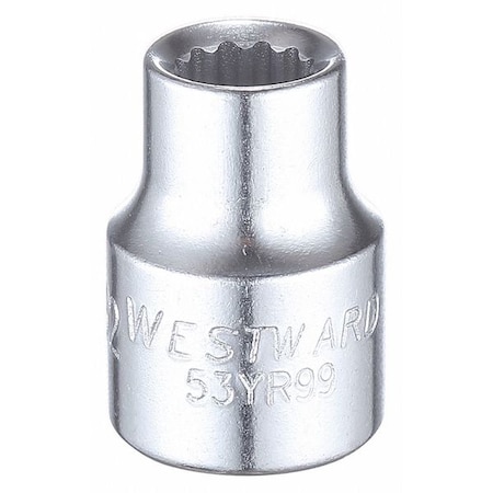 WESTWARD 3/8 in Drive, 9/32" Triple Square SAE Socket, 12 Points,  Steel, Chrome, 9/32 in