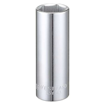 WESTWARD 3/8 in Drive, 11/16" Hex SAE Socket, 6 Points,  Steel, Chrome, 11/16 in