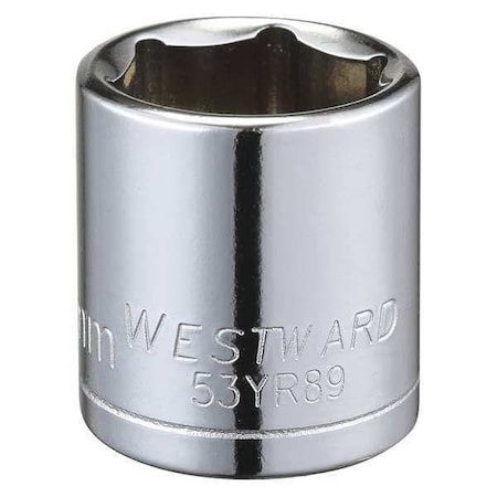 WESTWARD 3/8 in Drive, 17mm Hex Metric Socket, 6 Points,  Steel, Chrome, 17 mm