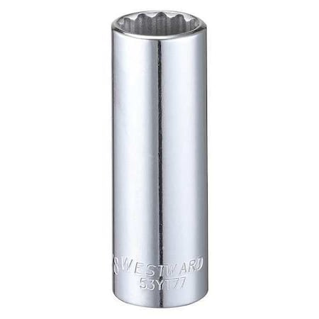 WESTWARD 3/8 in Drive, 5/8" Triple Square SAE Socket, 12 Points,  Steel, Chrome, 5/8 in
