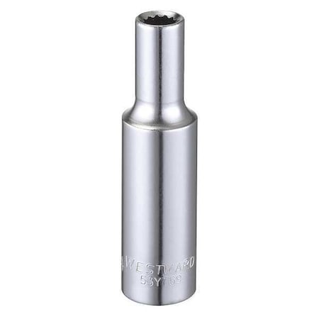 WESTWARD 3/8 in Drive, 1/4" Triple Square SAE, Socket, 12 Points,  Steel, Chrome, 1/4 in