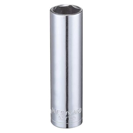 WESTWARD 3/8 in Drive, 12mm Hex Metric, Socket, 6 Points,  Steel, Chrome, 12 mm