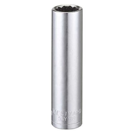 WESTWARD 3/8 in Drive, 11mm Triple Square Metric, Socket, 12 Points,  Steel, Chrome, 11 mm