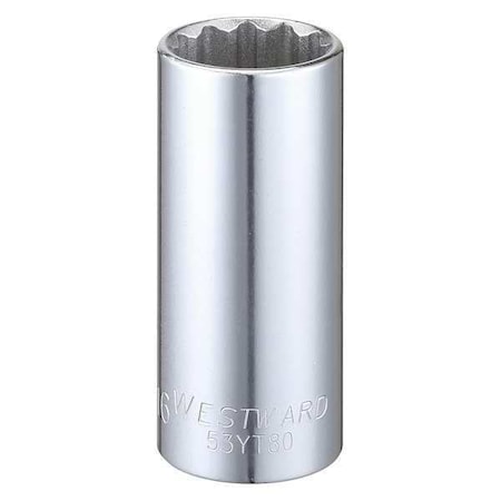WESTWARD 3/8 in Drive, 13/16" Triple Square SAE Socket, 12 Points,  Steel, Chrome, 13/16 in