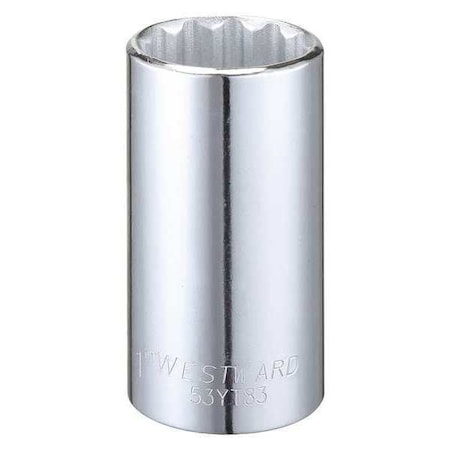 WESTWARD 3/8 in Drive, 1" Triple Square SAE, Socket, 12 Points,  Steel, Chrome, 1 in