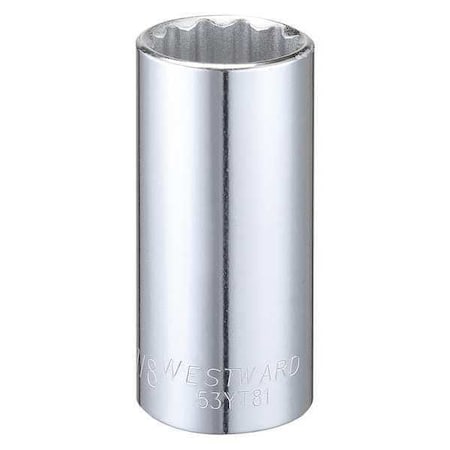 WESTWARD 3/8 in Drive, 7/8" Triple Square SAE, Socket, 12 Points,  Steel, Chrome, 7/8 in