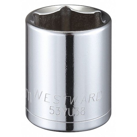 WESTWARD 1/2 in Drive, 26mm Hex Metric, Socket, 6 Points,  Steel, Chrome, 26 mm