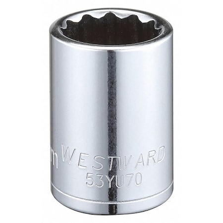 1/2" Drive, Metric Socket, 19mm Socket Sz, 12 Pts