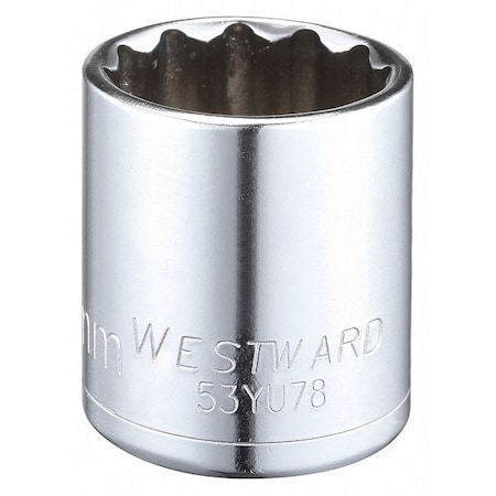 WESTWARD 1/2 in Drive, 27mm Triple Square Metric Socket, 12 Points,  Steel, Chrome, 27 mm