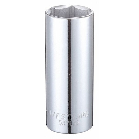 WESTWARD 1/2 in Drive, 1" Hex SAE Socket, 6 Points,  Steel, Chrome, 1 in
