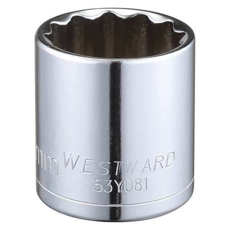 WESTWARD 1/2 in Drive, 30mm Triple Square Metric Socket, 12 Points,  Steel, Chrome, 30 mm