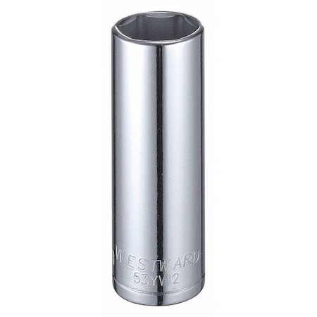WESTWARD 1/2 in Drive, 21mm Hex Metric, Socket, 6 Points,  Steel, Chrome, 21 mm