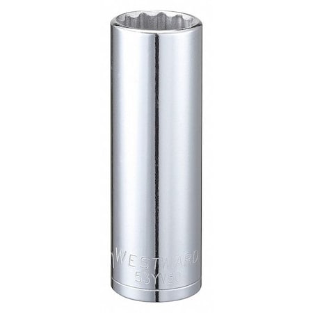 WESTWARD 1/2 in Drive, 20mm Triple Square Metric Socket, 12 Points,  Steel, Chrome, 20 mm
