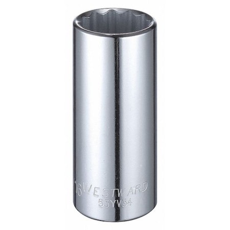 WESTWARD 1/2 in Drive, 1-1/16" Triple Square SAE Socket, 12 Points,  Steel, Chrome, 1 1/16 in