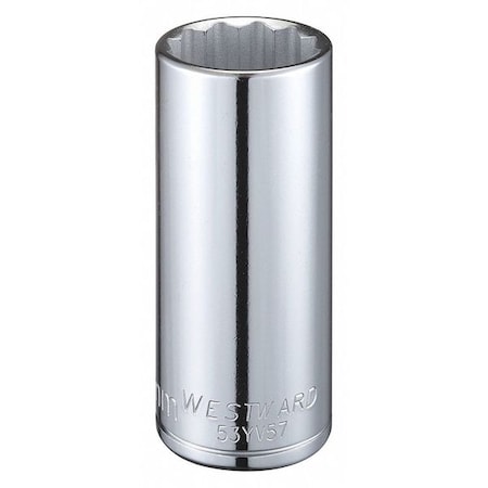 WESTWARD 1/2 in Drive, 27mm Triple Square Metric, Socket, 12 Points,  Steel, Chrome, 27 mm