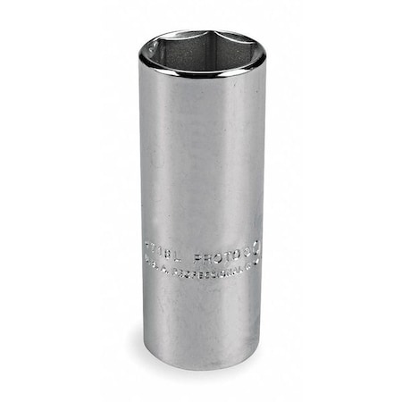 1/4 in Drive, 1/4" Hex SAE Socket, 6 Points,  Steel, Chrome, 1/4 in