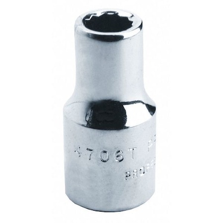 1/4 in Drive, 11/32" Triple Square SAE, Socket, 12 Points,  Steel, Chrome, 11/32 in