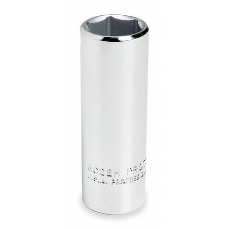 3/8 in Drive, 9/16" Hex SAE, Socket, 6 Points,  Steel, Chrome, 9/16 in