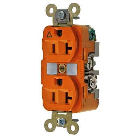 Duplex Straight Blade Receptacle, 5-20R, 20 A, 125V AC, 2 Pole, 3 Wire, Flush Mount