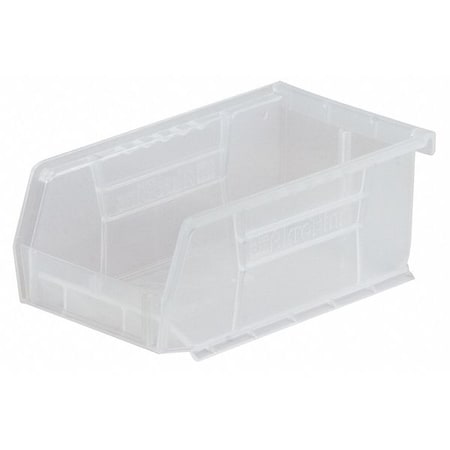 Hang & Stack Storage Bin, Plastic, Clear, 7 in H, 8 1/4 in W, 14 3/4 in L