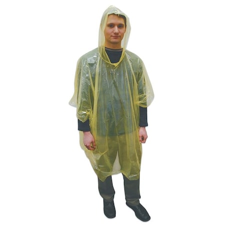 Disposable Poncho, Polyethylene, Yellow