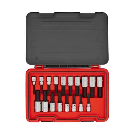 1/2 in Drive Hex Bit Set Metric, SAE 18 Pieces 1/4 in to 3/4 in, 6 mm to 19 mm , Chrome