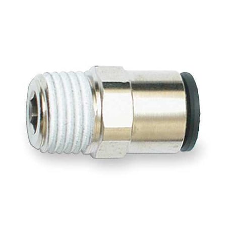 Push-Fit Adapter Fitting, 5/32 in or 4mm Tube Size, Brass, Silver, 10 PK