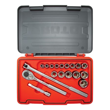 1/2 in Drive Socket Set SAE 18 Pieces 3/8 in to 11/16 in , Chrome