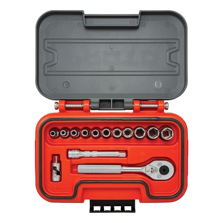 1/4 in Drive Socket Set Metric 14 Pieces 4 mm to 12 mm , Chrome