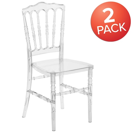 Flash Elegance Crystal Ice Napoleon Stacking Chair,PK2