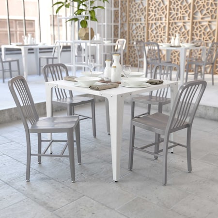 Gael Commercial Grade  Silver Metal Indoor-Outdoor Chair, PK2