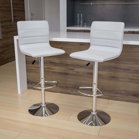 White Vinyl Barstool,PK2