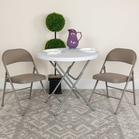 HERCULES Series Double Braced Gray Vinyl Folding Chair,PK2
