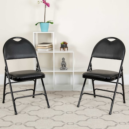 Black Vinyl Folding Chair,PK2
