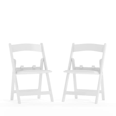 Kids White Resin Folding Chair with White Vinyl Padded Seat,PK2
