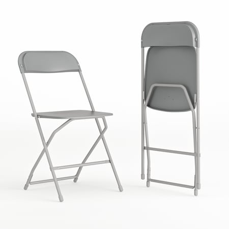 Hercules Series Plastic Folding Chair Grey - 2 LB Weight Capacity Comfortable Event Chair-Lightweight Folding Chair, PK2