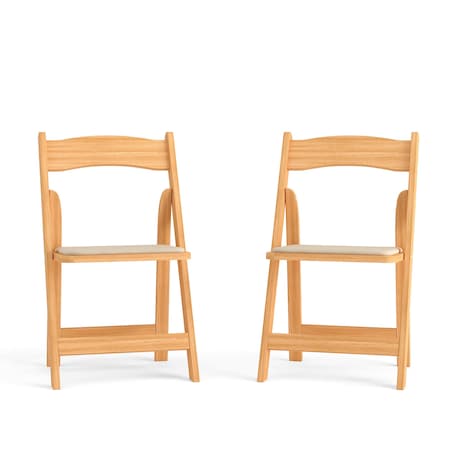 Natural Wood Folding Chair,PK2