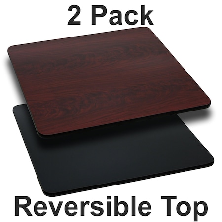 Square Reversible Top,Black/Mahogany,42", PK2