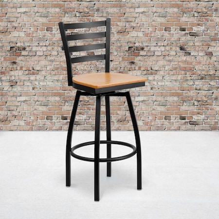 Black Ladder Stool-Nat Seat,PK2