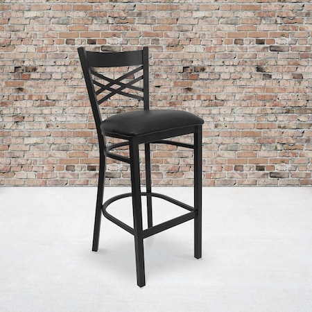 Black X Stool-Black Seat,PK2