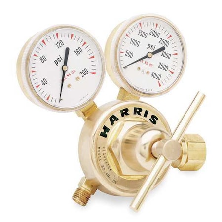 Gas Regulator, Carbon Dioxide, Single Stage, 0.825"-14 Inlet, 9/16"-18 Outlet, 0 to 125 psi