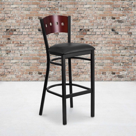 Bk/Mah 4 Sqr Stool-Black Seat,PK2