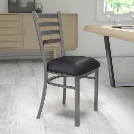 Clear Ladder Chair-Black Seat,PK2