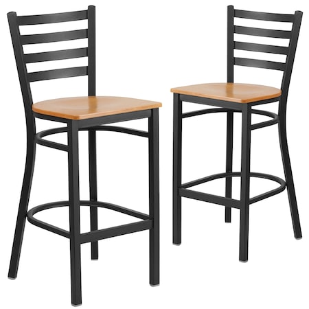 Black Ladder Stool-Nat Seat,PK2