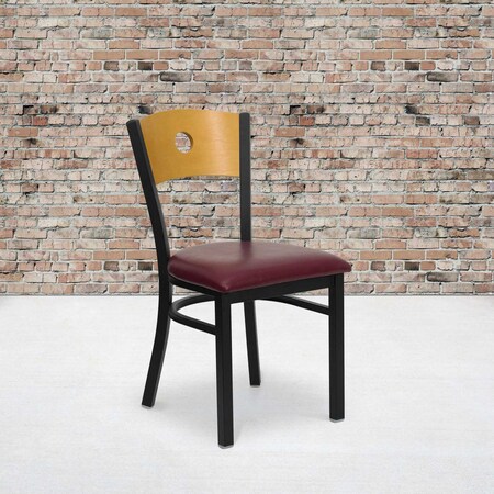 Bk/Nat Circle Chair-Burg Seat,PK2