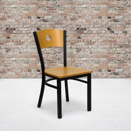 Bk/Nat Circle Chair-Wood Seat,PK2